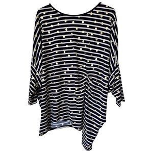 Frank Lyman Navy Metallic Dot Top - Size 10